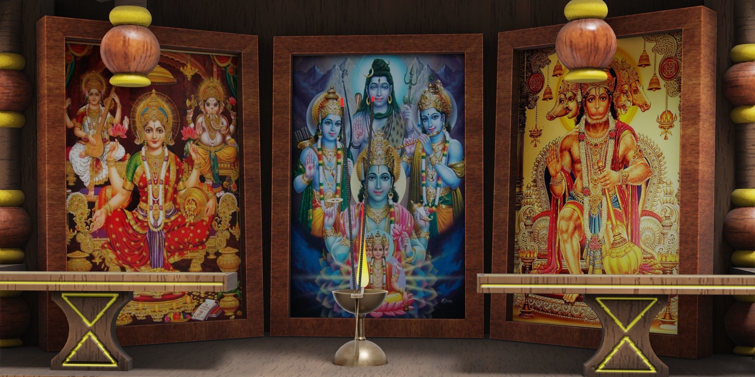 Wooden Temple Low-poly 3D model_7