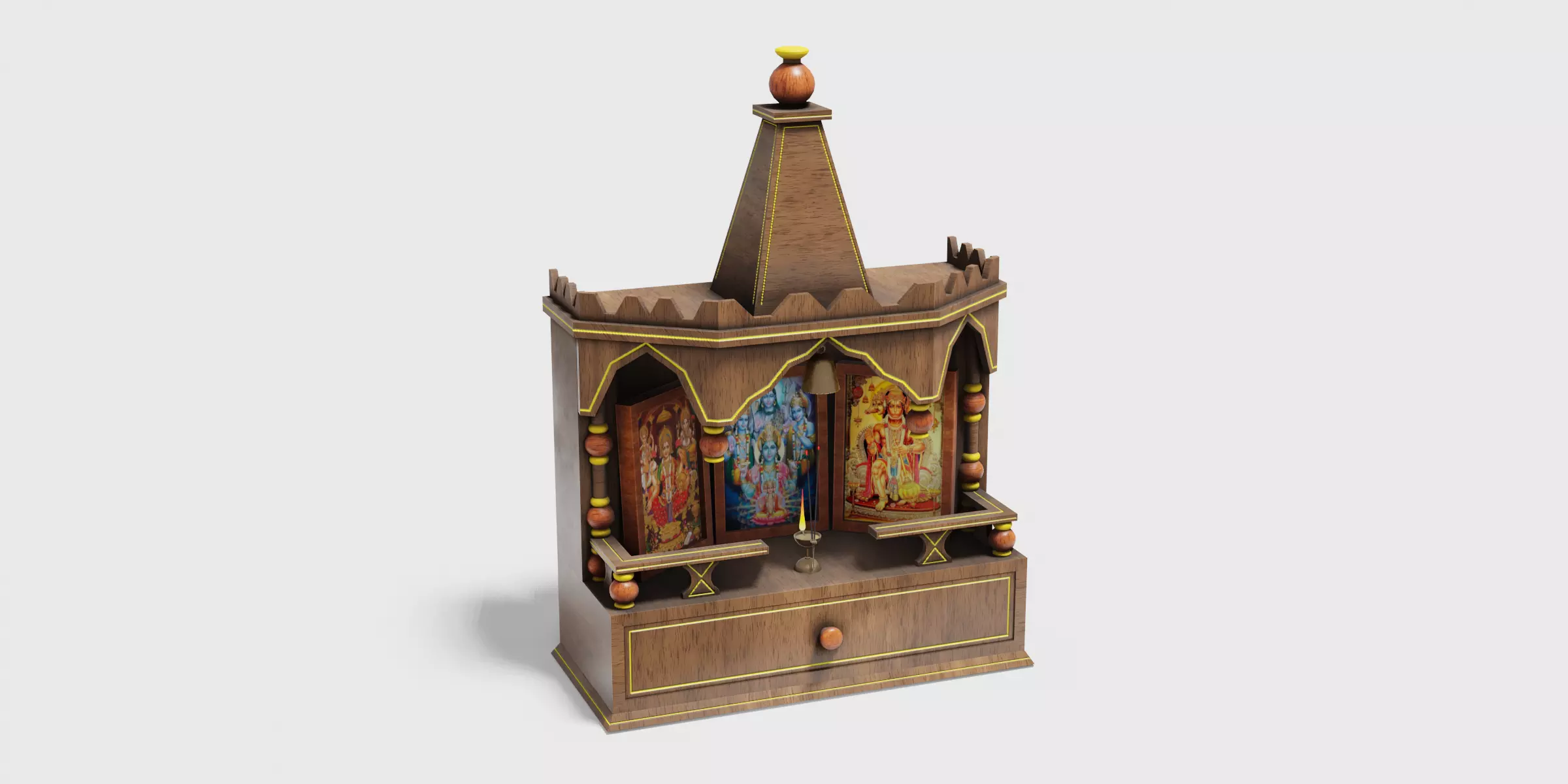 Wooden Temple Low-poly 3D model_0