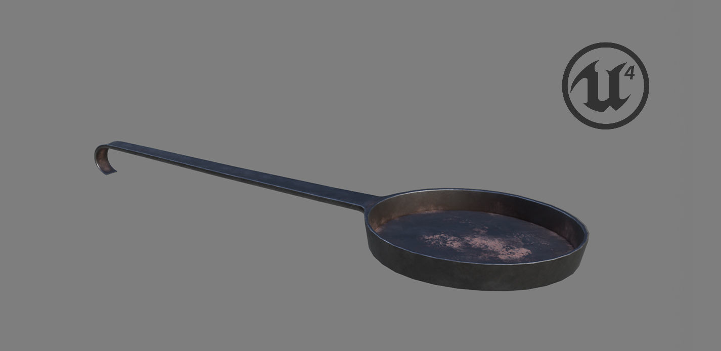 Medieval Frying Pan Low-poly 3D model_6