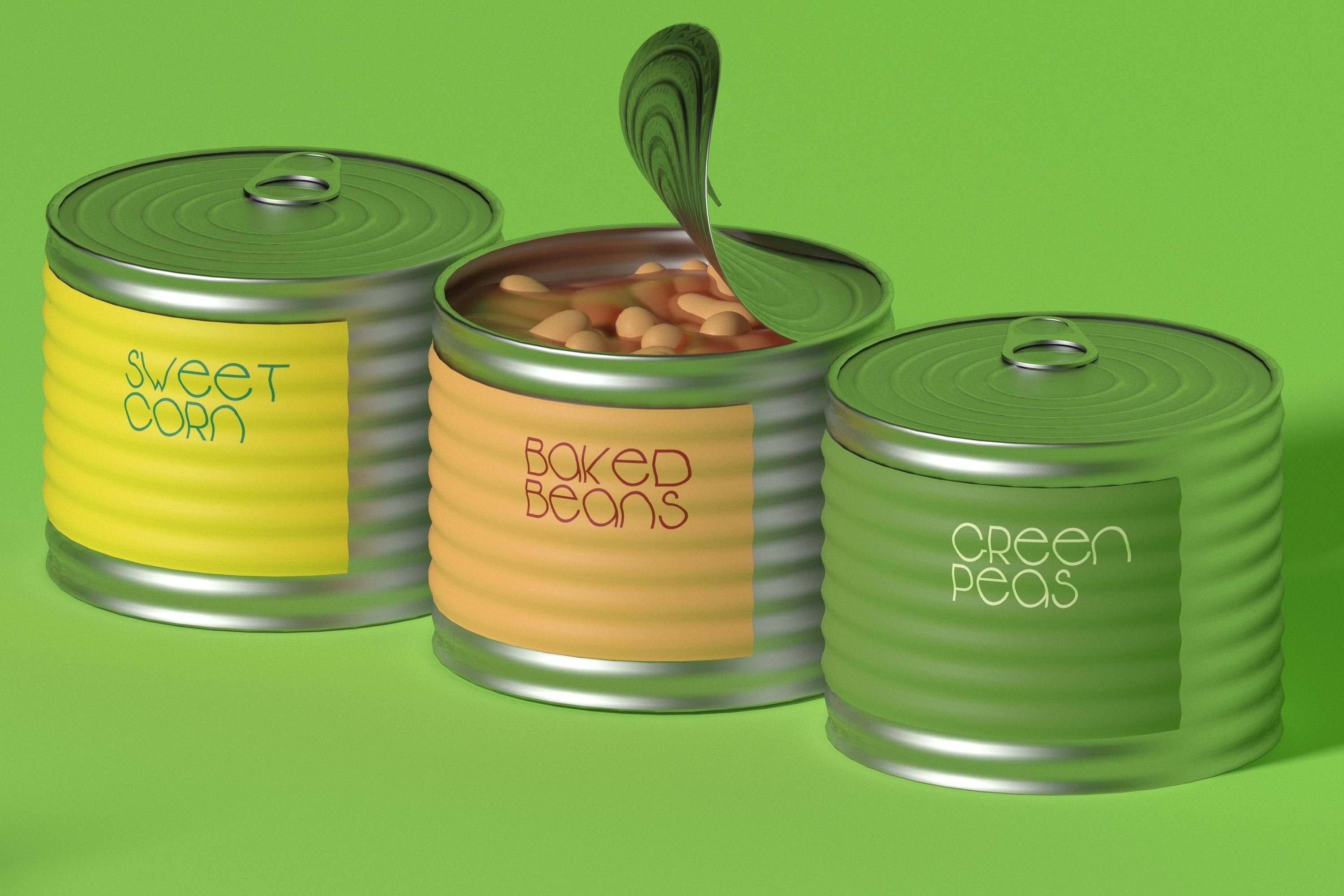 Canned Vegetables Set 3D Model Collection_1