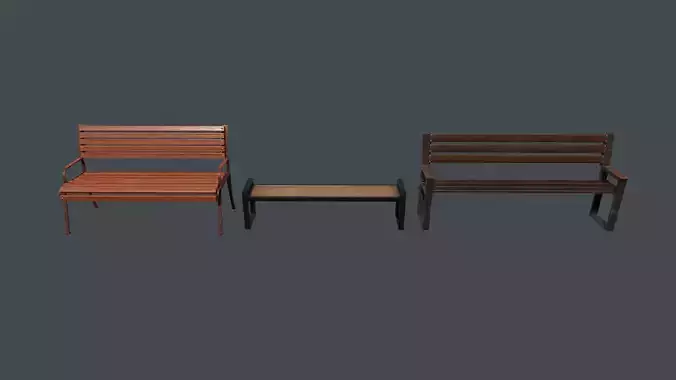 Street benches for city Low-poly 3D model