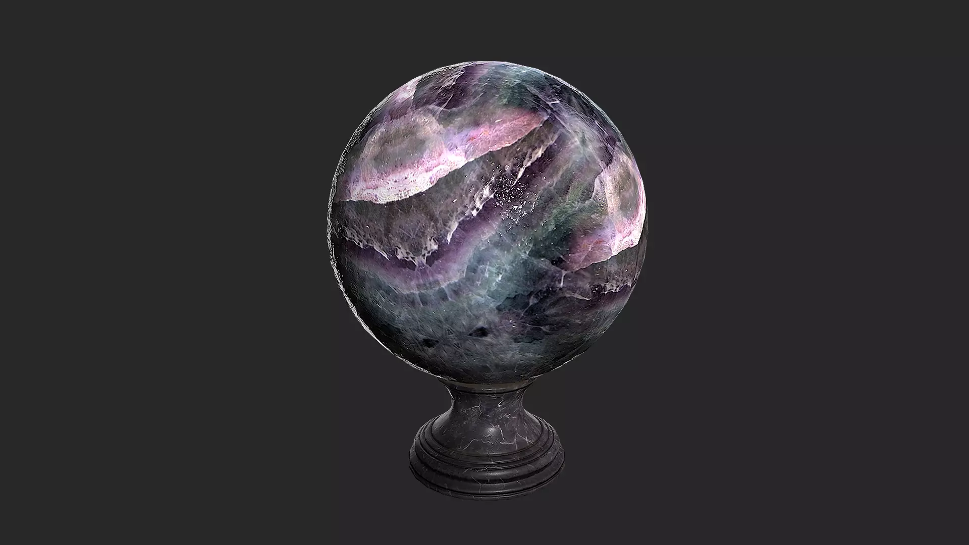 Fortune teller Black Mineral Crystal Ball Low-poly 3D model_0