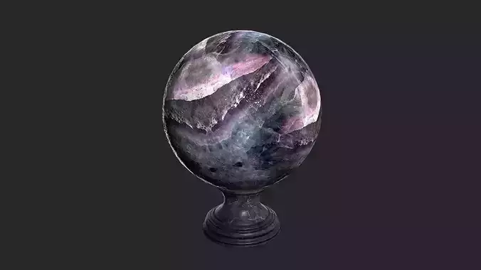 Fortune teller Black Mineral Crystal Ball Low-poly 3D model