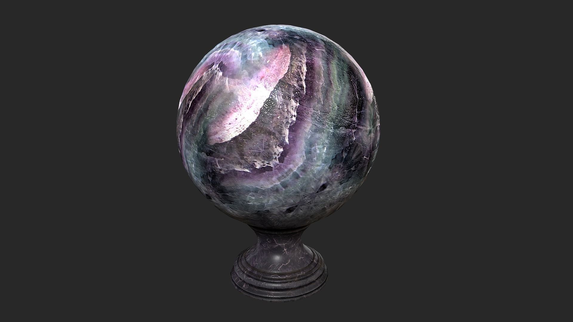 Fortune teller Black Mineral Crystal Ball Low-poly 3D model_18