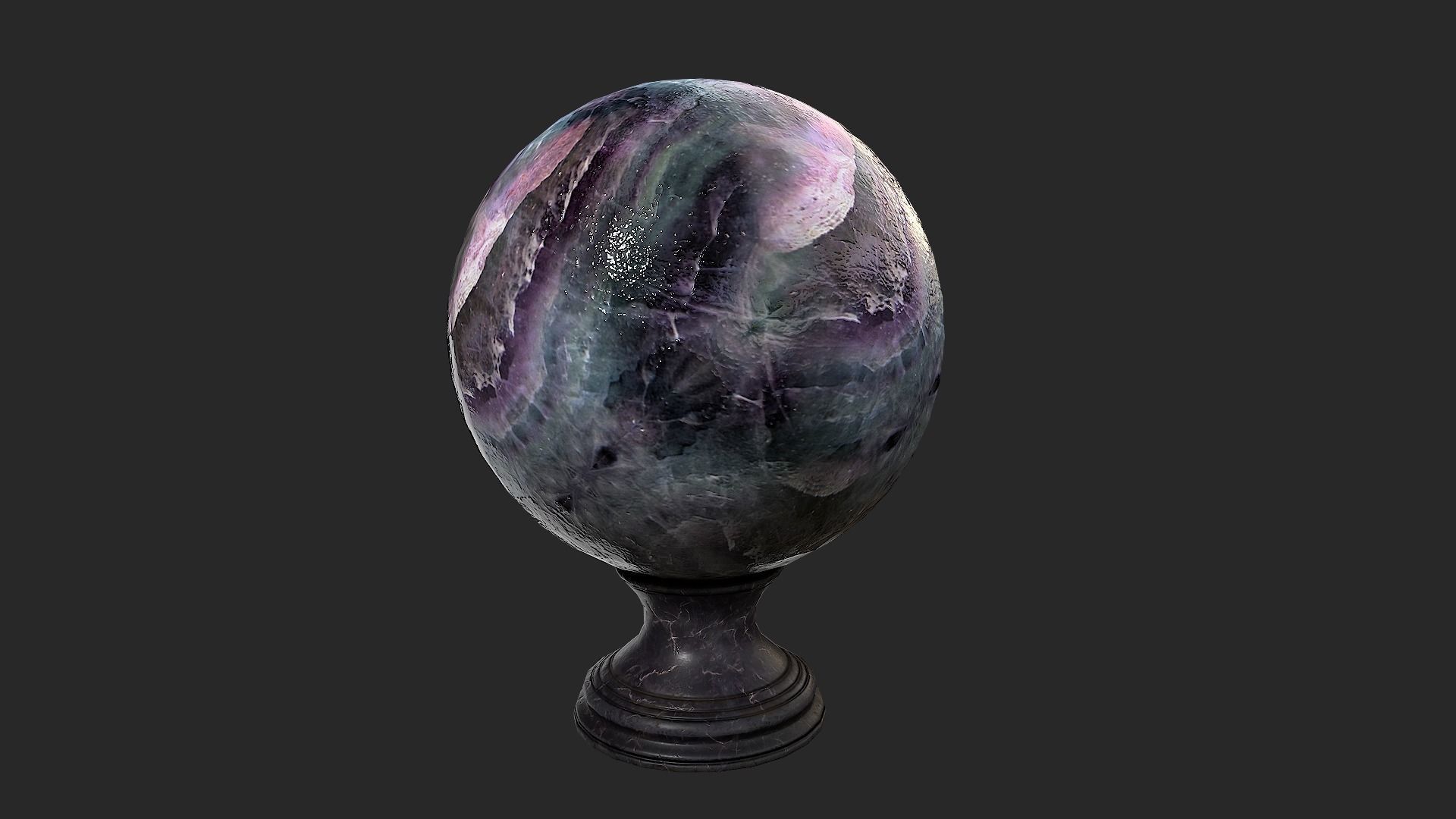 Fortune teller Black Mineral Crystal Ball Low-poly 3D model_9