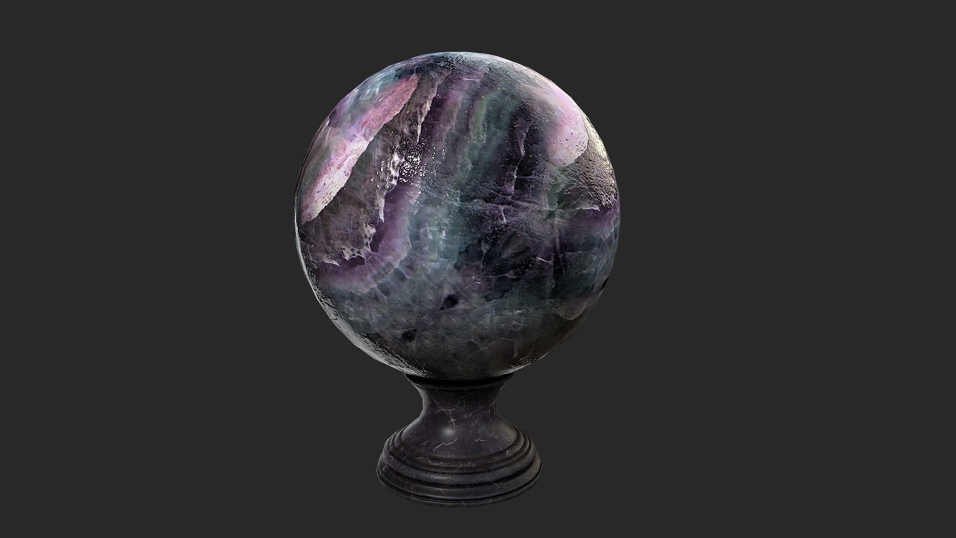 Fortune teller Black Mineral Crystal Ball Low-poly 3D model_11