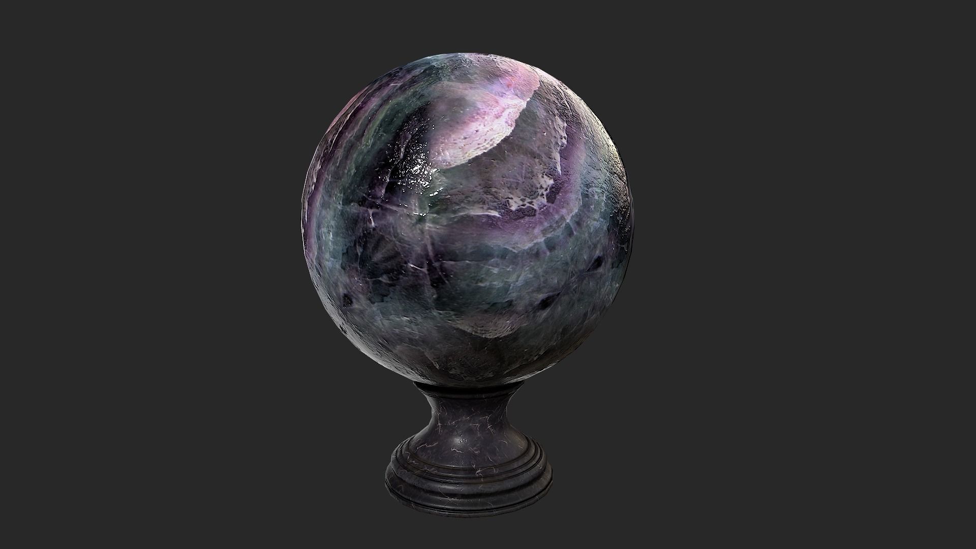 Fortune teller Black Mineral Crystal Ball Low-poly 3D model_12