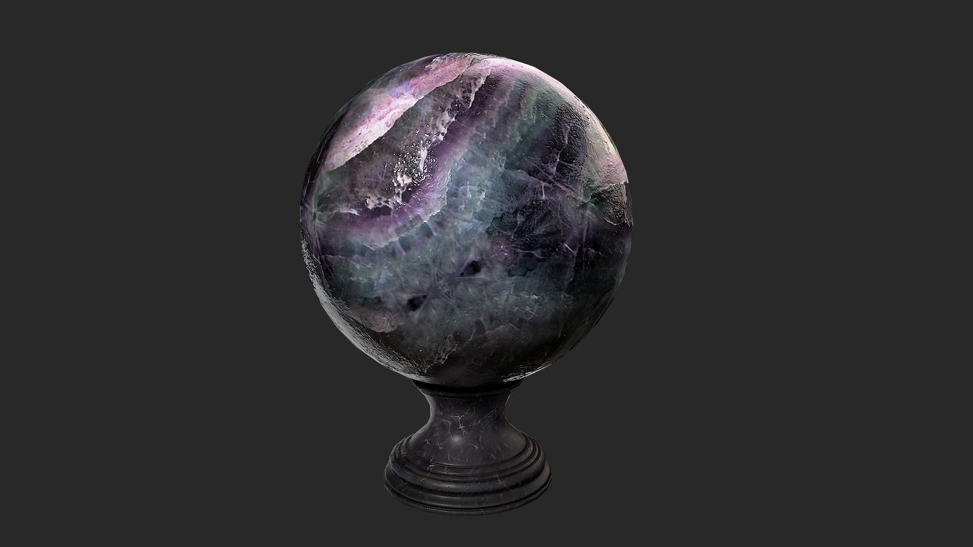 Fortune teller Black Mineral Crystal Ball Low-poly 3D model_14
