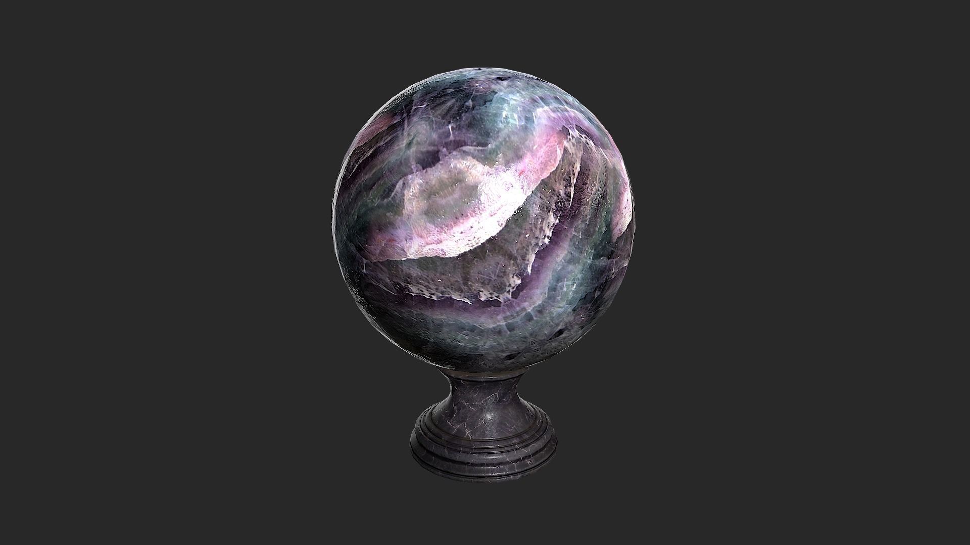 Fortune teller Black Mineral Crystal Ball Low-poly 3D model_6