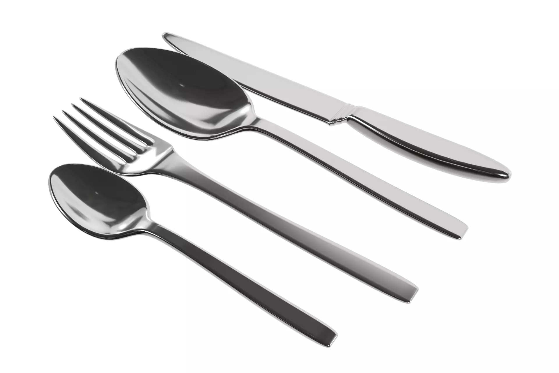 Cutlery stainless steel flatware set 3D model_0