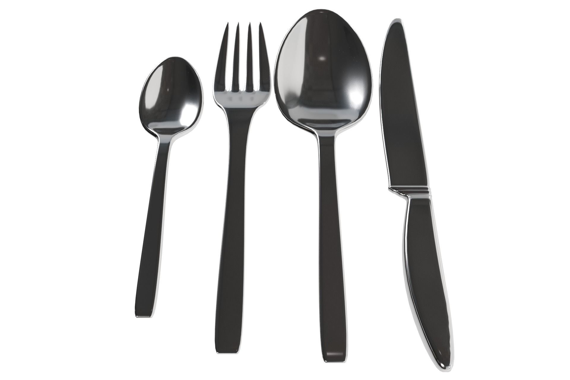 Cutlery stainless steel flatware set 3D model_4