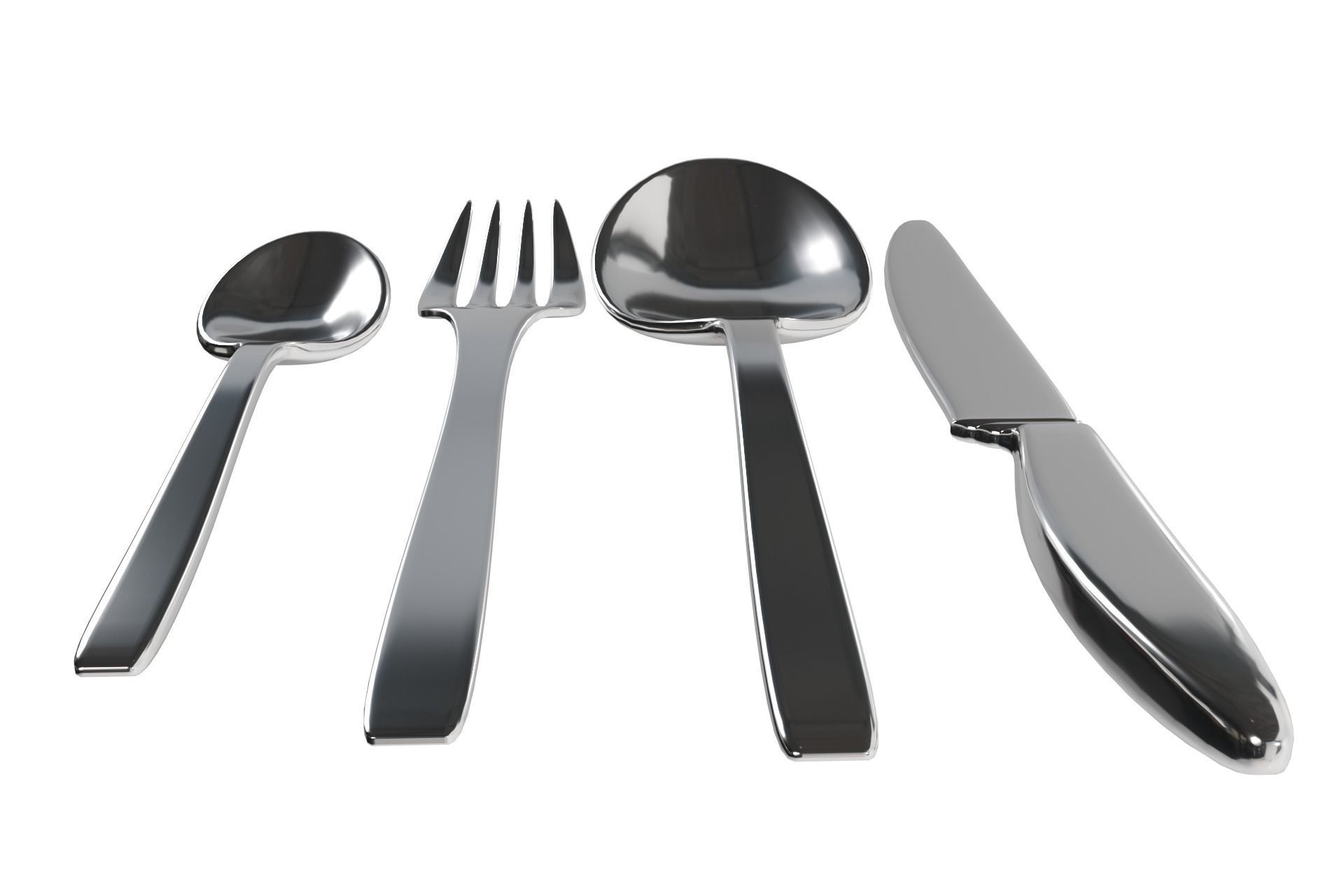 Cutlery stainless steel flatware set 3D model_2