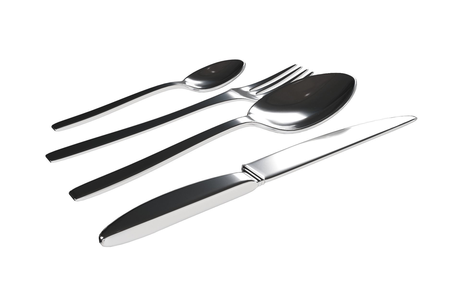 Cutlery stainless steel flatware set 3D model_1