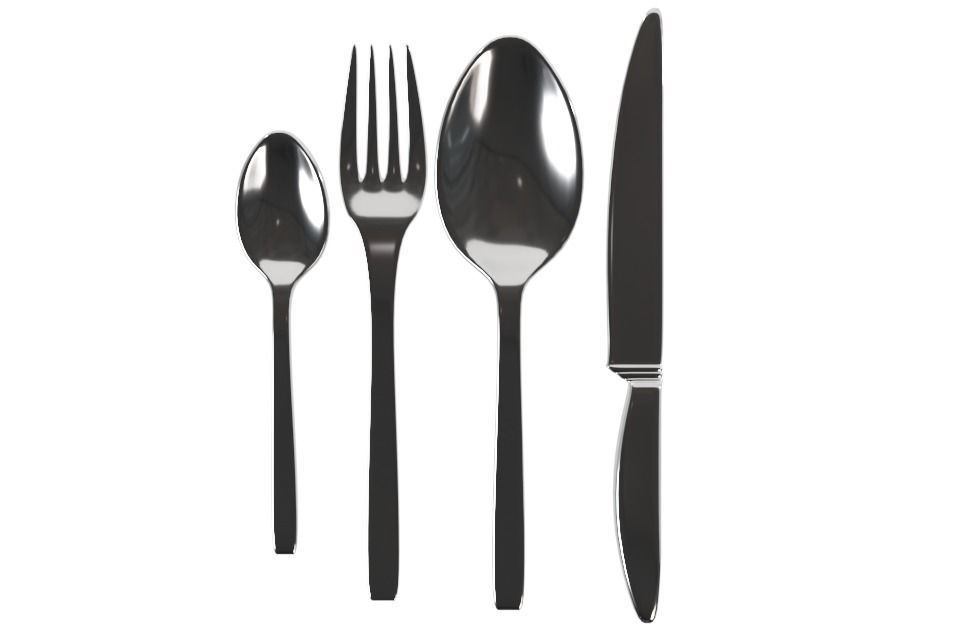 Cutlery stainless steel flatware set 3D model_3