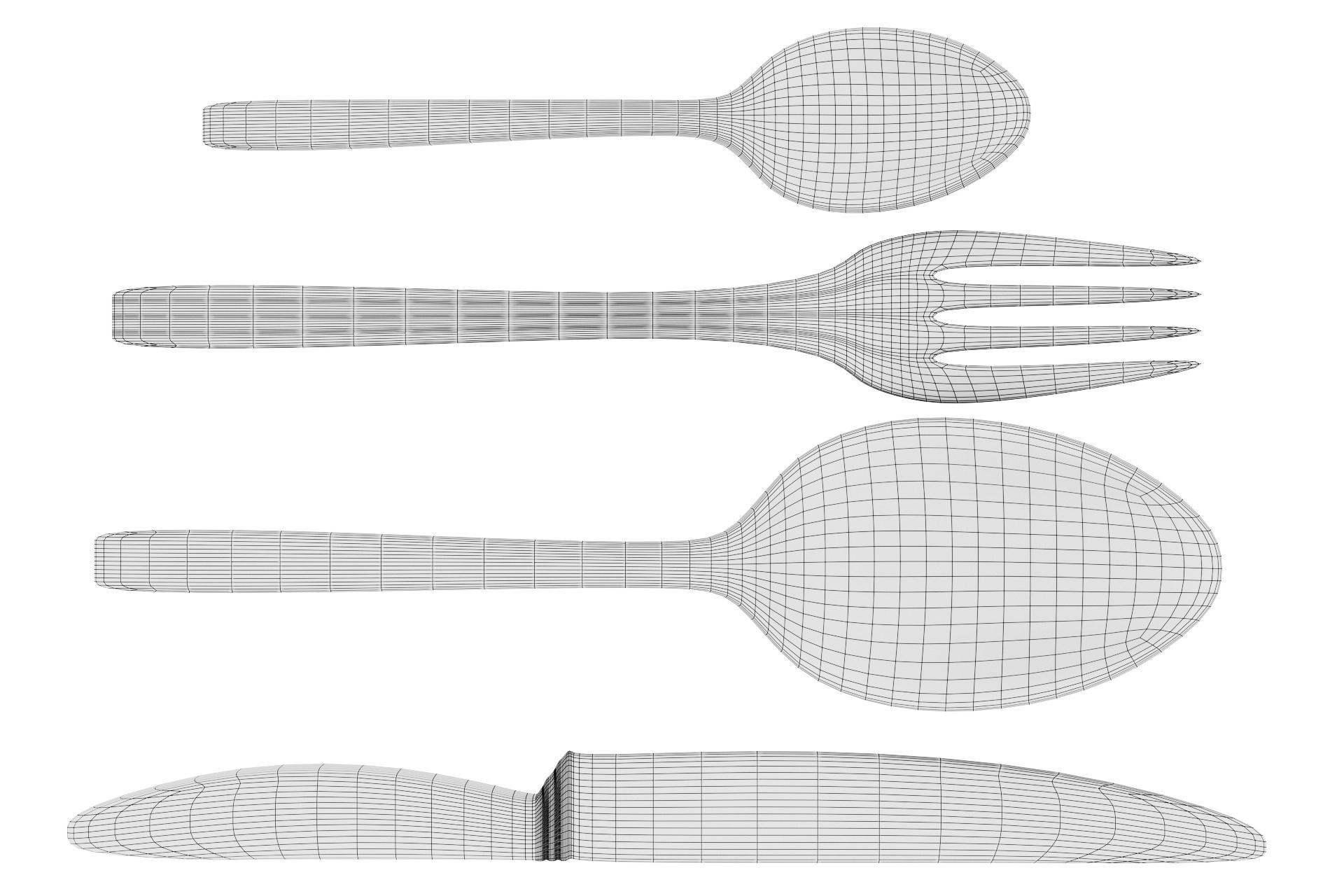 Cutlery stainless steel flatware set 3D model_6