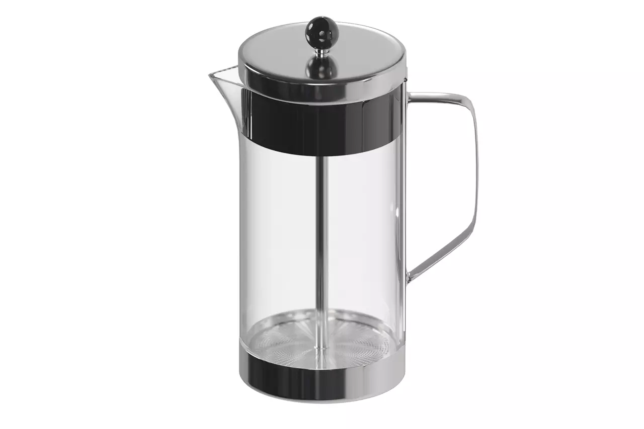 Glass Metal Teapot 3D model_0