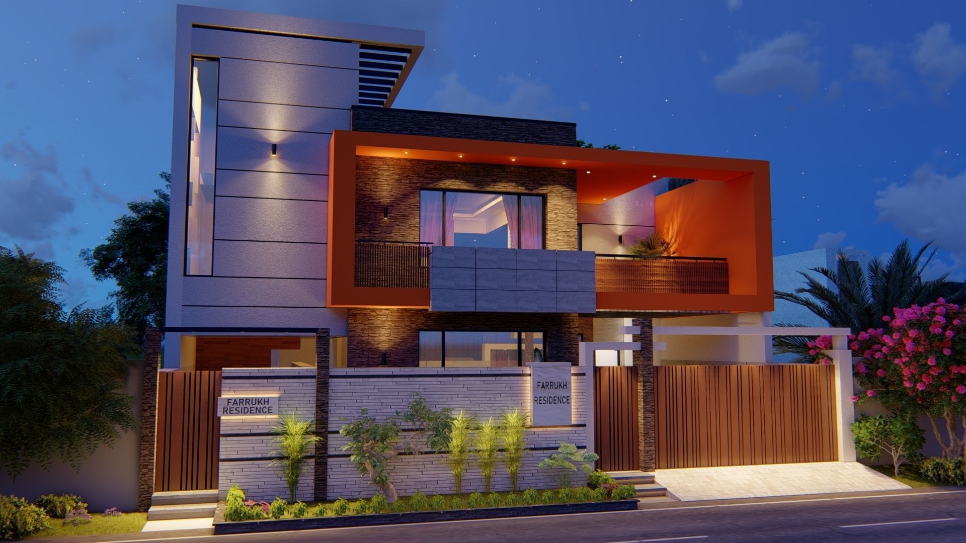 Modern Residence Low-poly 3D model_6