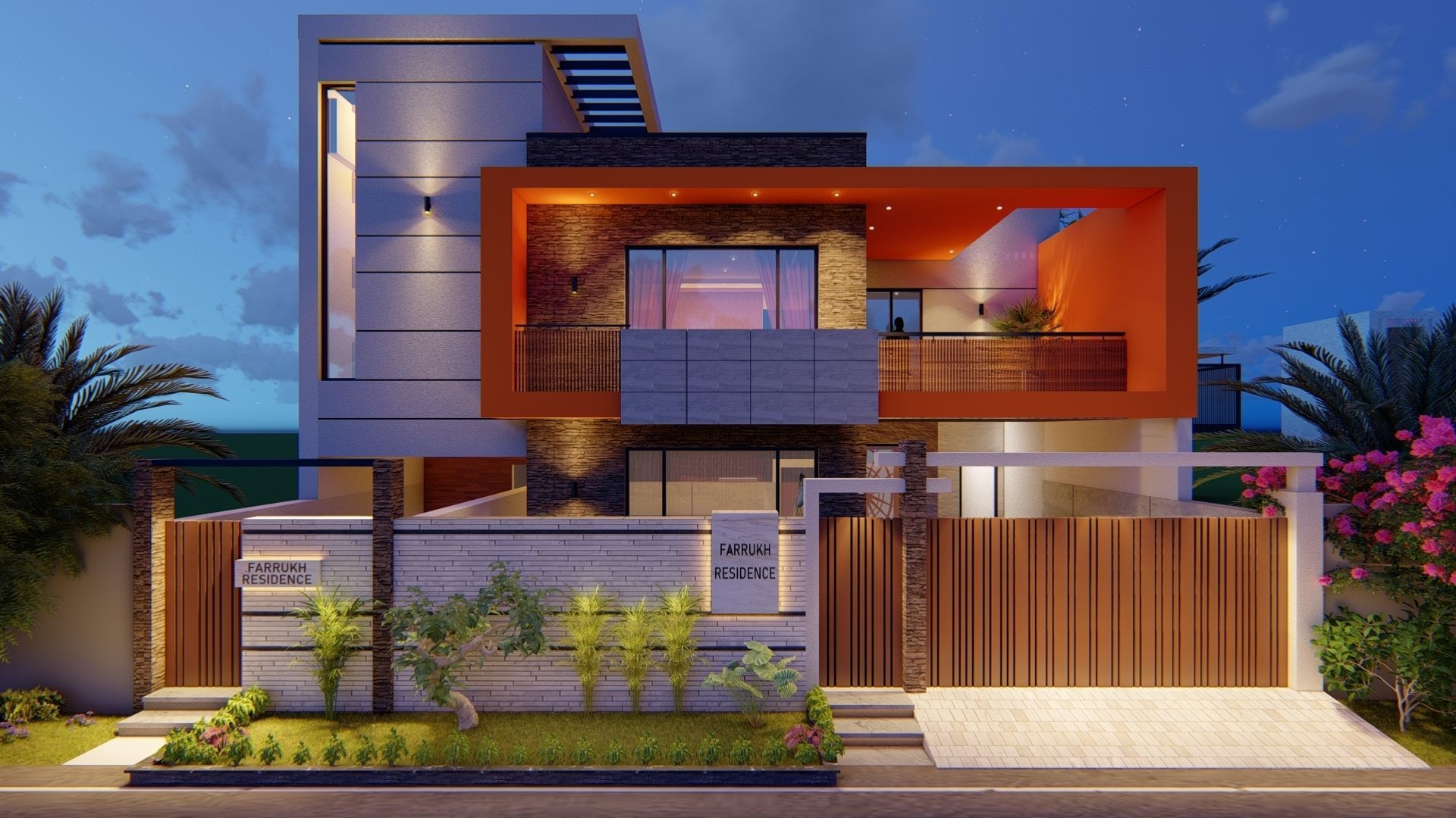Modern Residence Low-poly 3D model_7