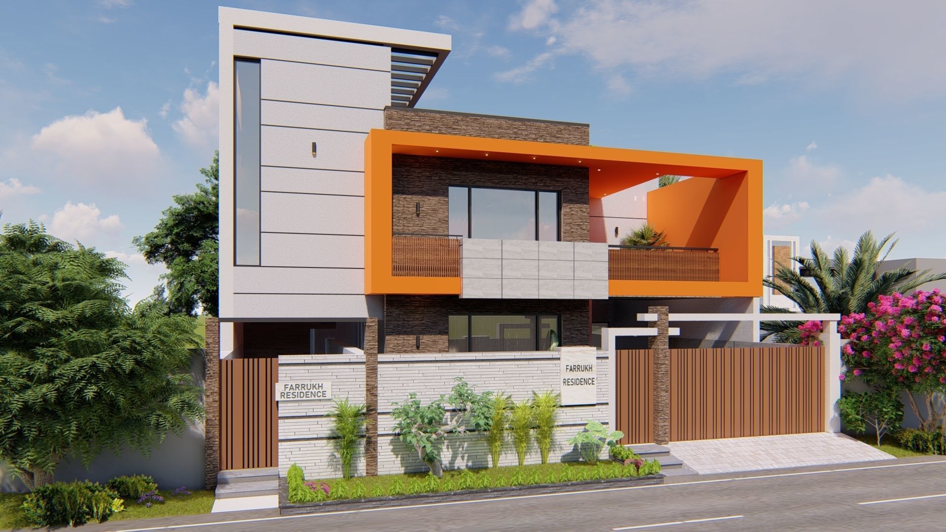 Modern Residence Low-poly 3D model_5