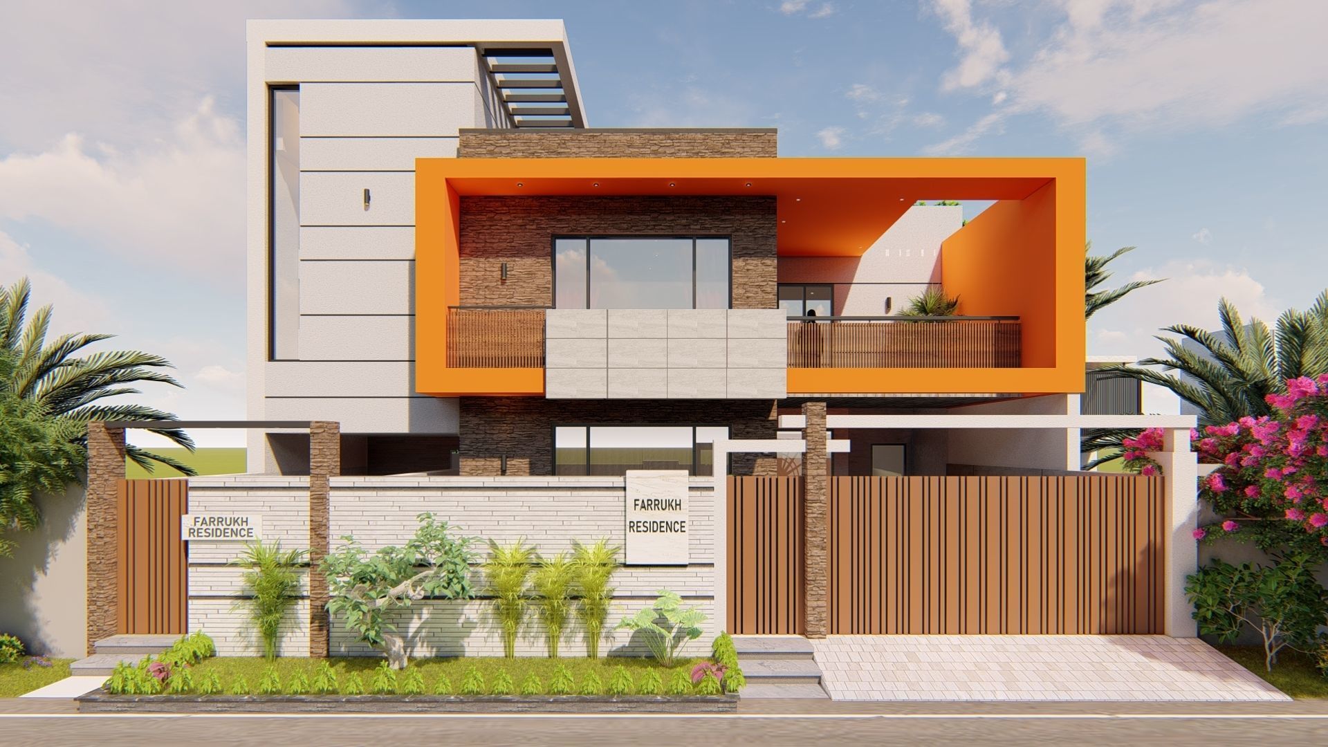 Modern Residence Low-poly 3D model_2