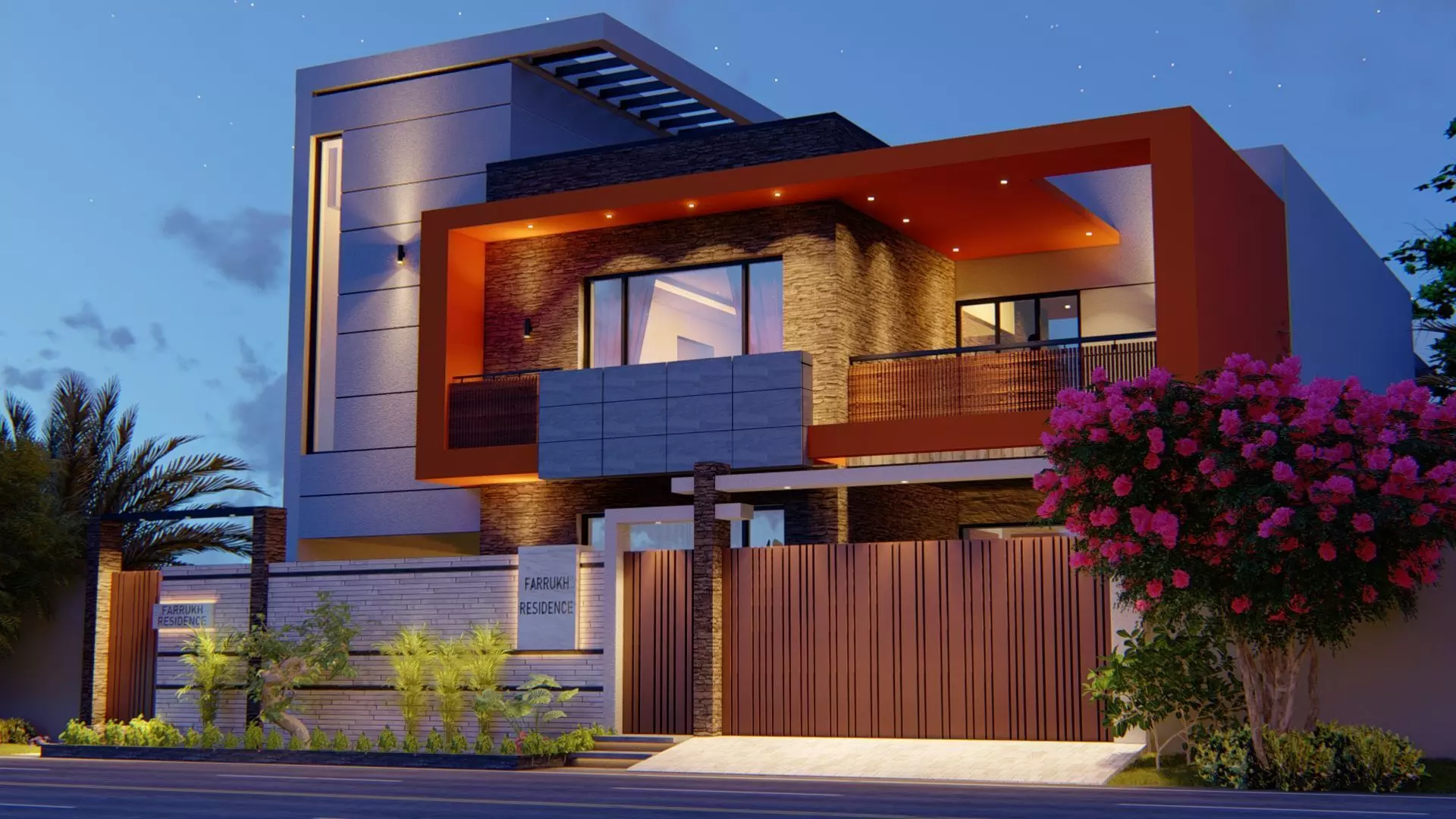 Modern Residence Low-poly 3D model_0