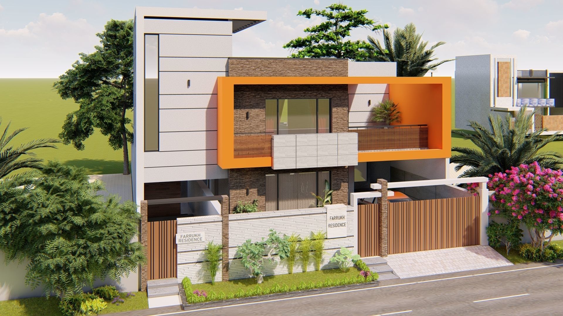 Modern Residence Low-poly 3D model_3
