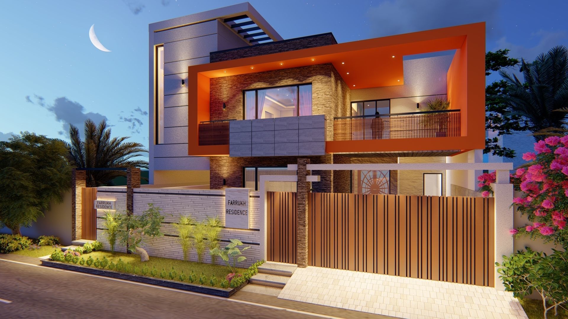 Modern Residence Low-poly 3D model_4