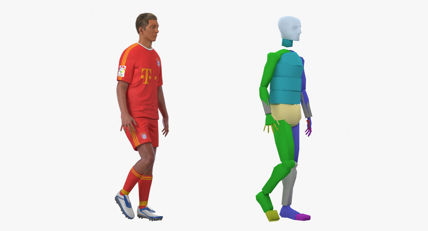 Soccer or Football Player Bayern Rigged 3D model_2