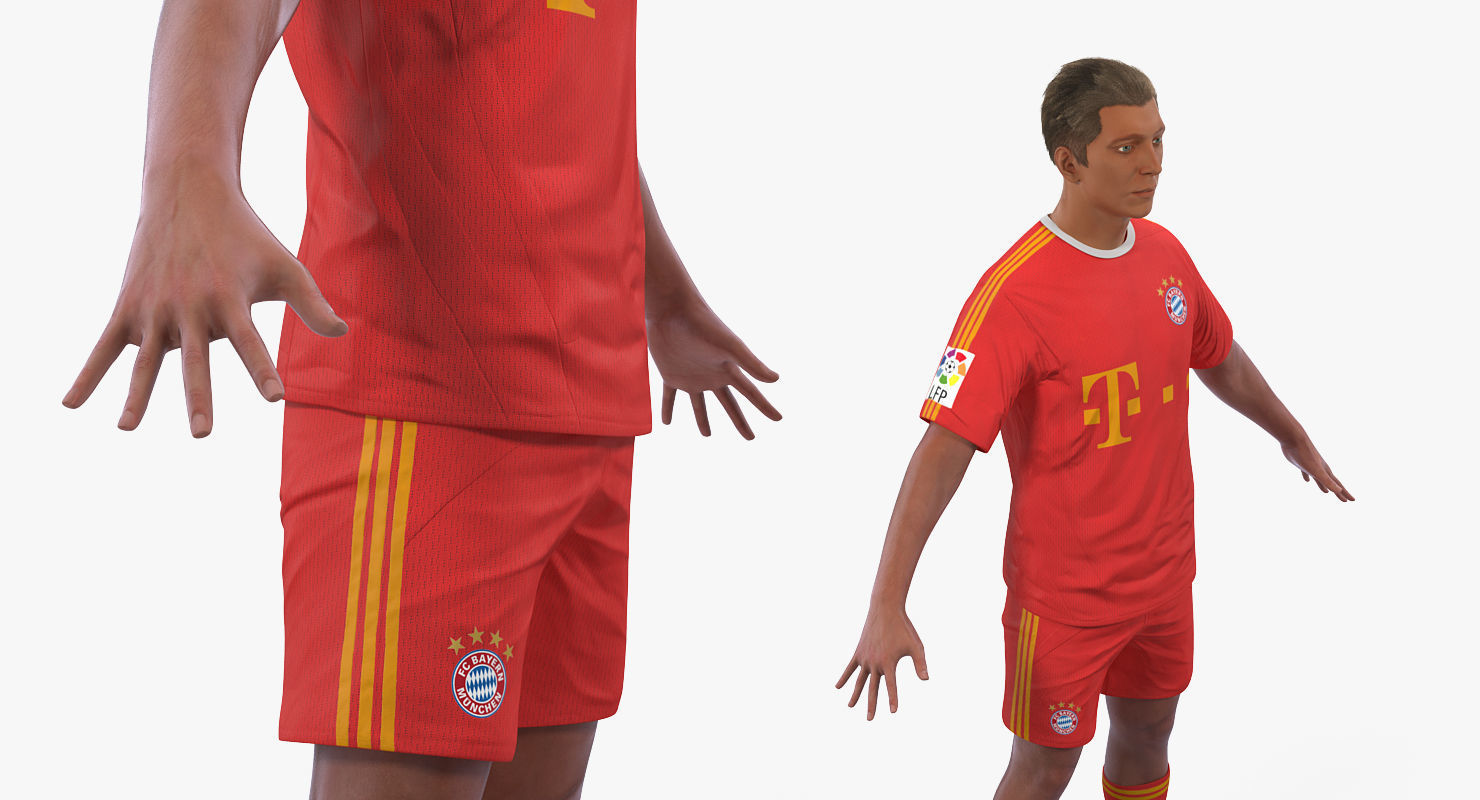 Soccer or Football Player Bayern Rigged 3D model_11