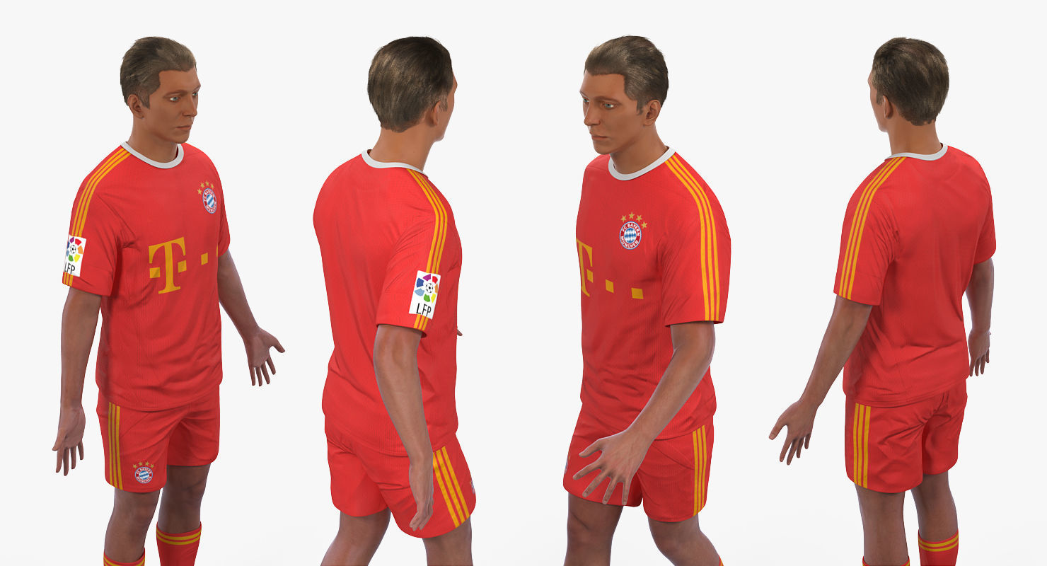 Soccer or Football Player Bayern Rigged 3D model_7