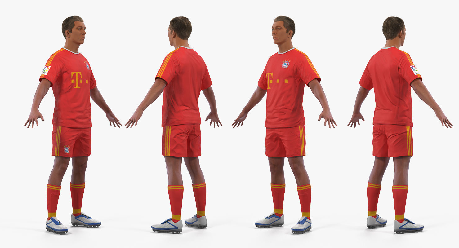 Soccer or Football Player Bayern Rigged 3D model_4
