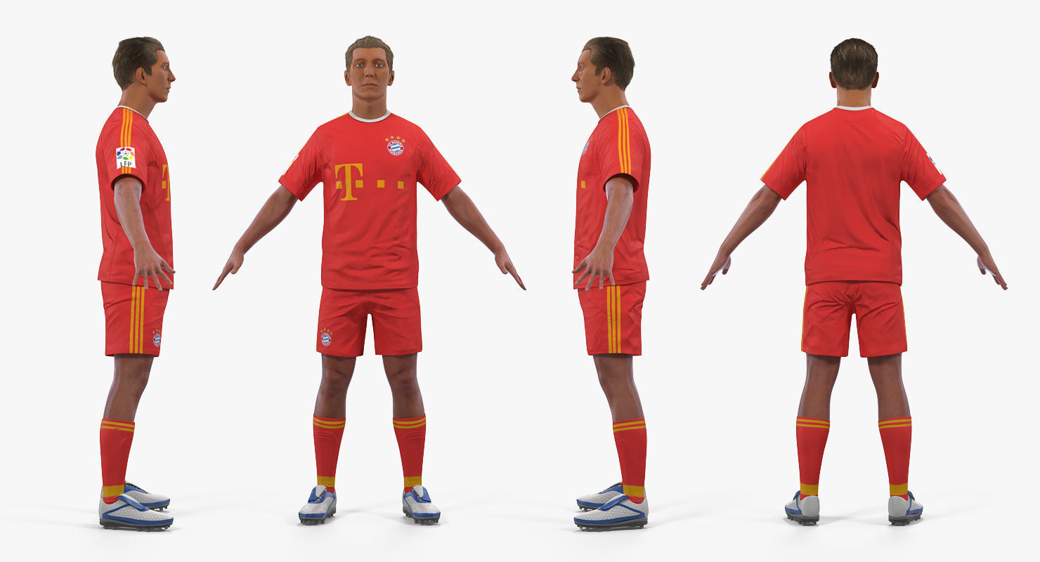 Soccer or Football Player Bayern Rigged 3D model_3