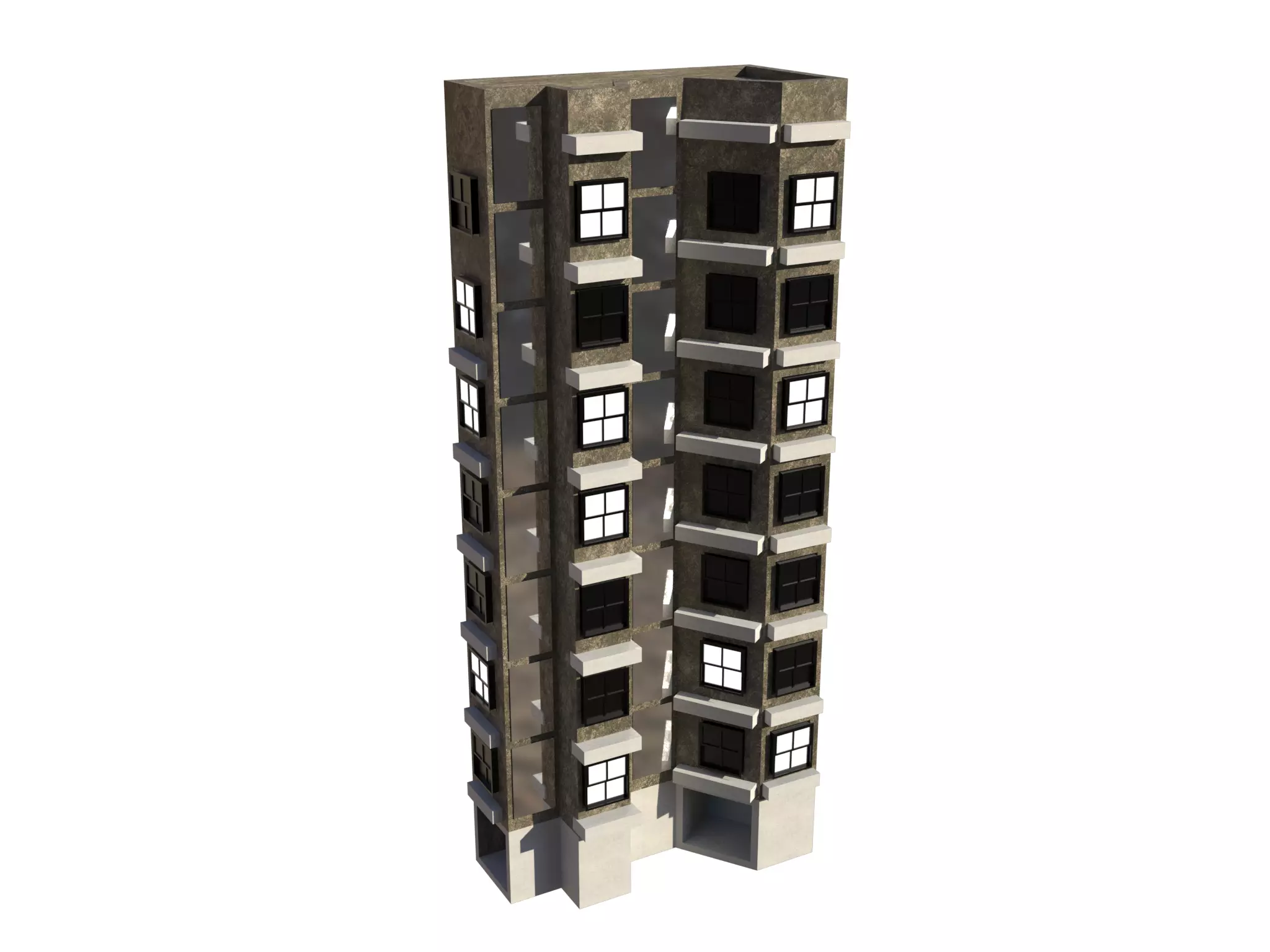 Building Model with windows in it Free low-poly 3D model_0