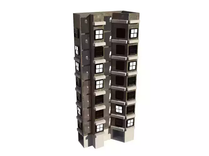 Building Model with windows in it Free low-poly 3D model