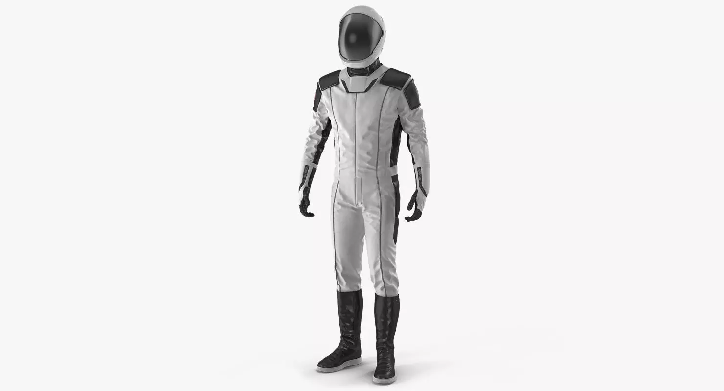 Futuristic Astronaut Space Suit Standing Pose 3D model_0