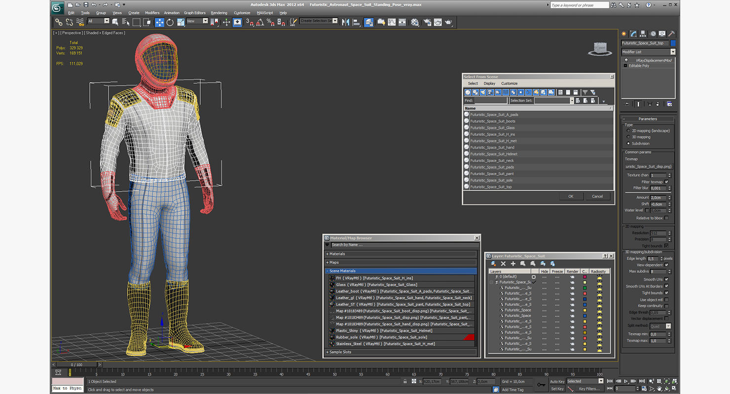 Futuristic Astronaut Space Suit Standing Pose 3D model_14