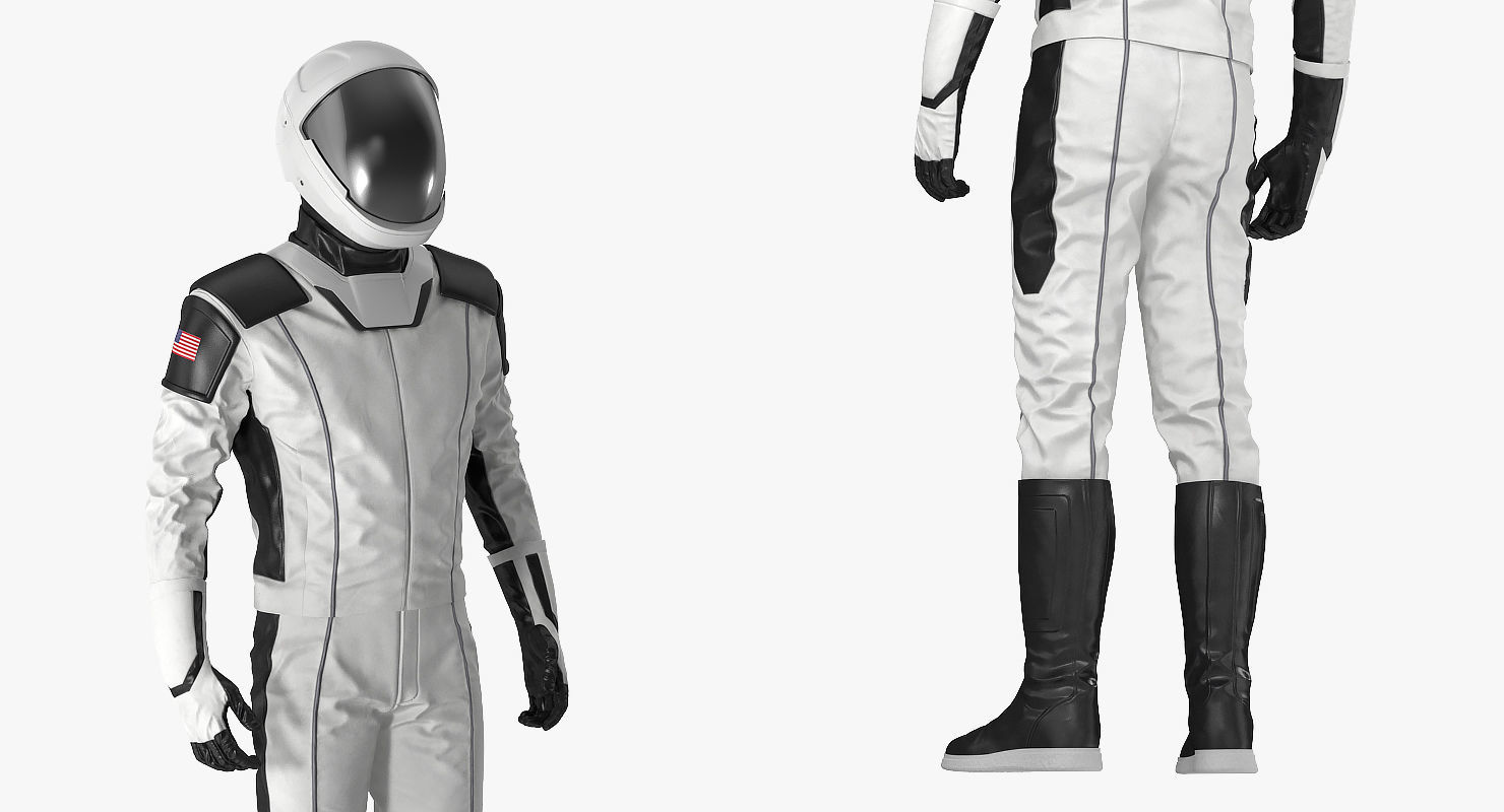 Futuristic Astronaut Space Suit Standing Pose 3D model_6