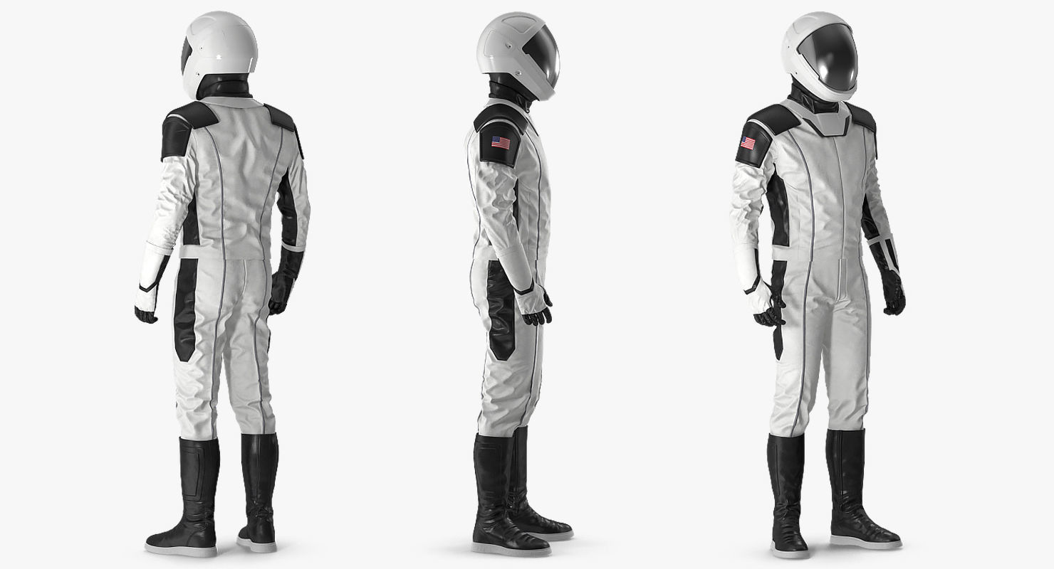 Futuristic Astronaut Space Suit Standing Pose 3D model_3