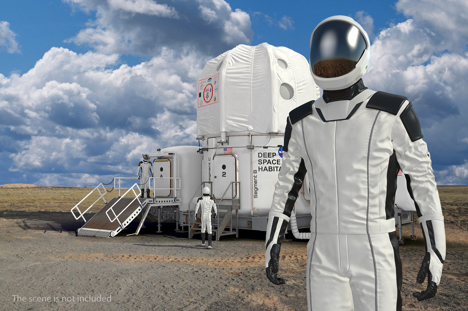 Futuristic Astronaut Space Suit Standing Pose 3D model_2