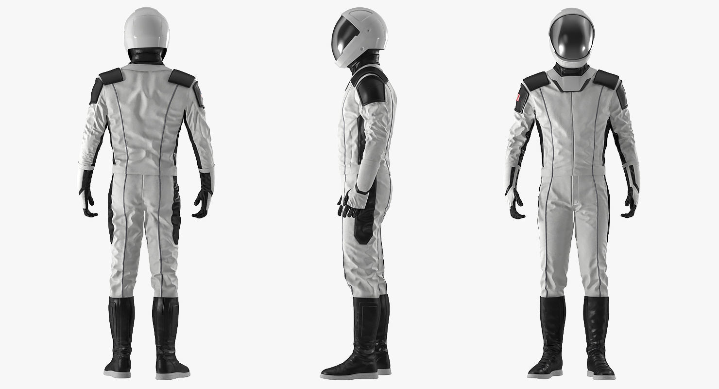 Futuristic Astronaut Space Suit Standing Pose 3D model_4