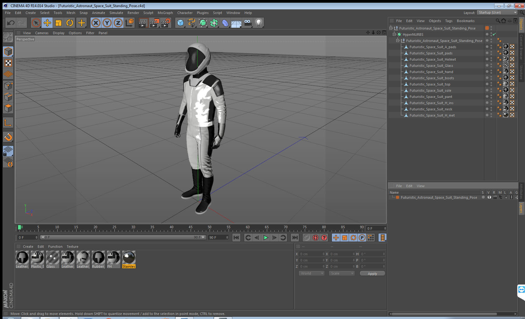 Futuristic Astronaut Space Suit Standing Pose 3D model_19