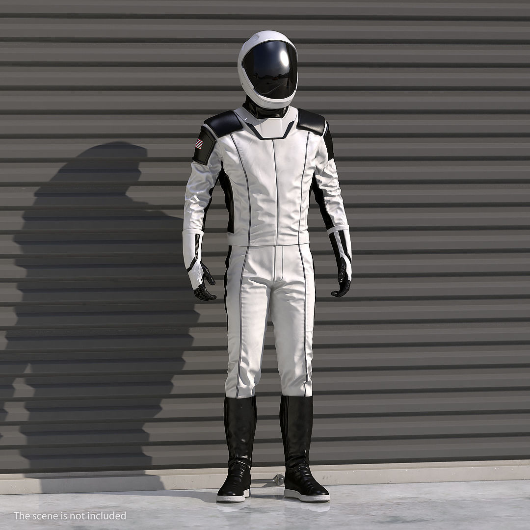 Futuristic Astronaut Space Suit Standing Pose 3D model_1