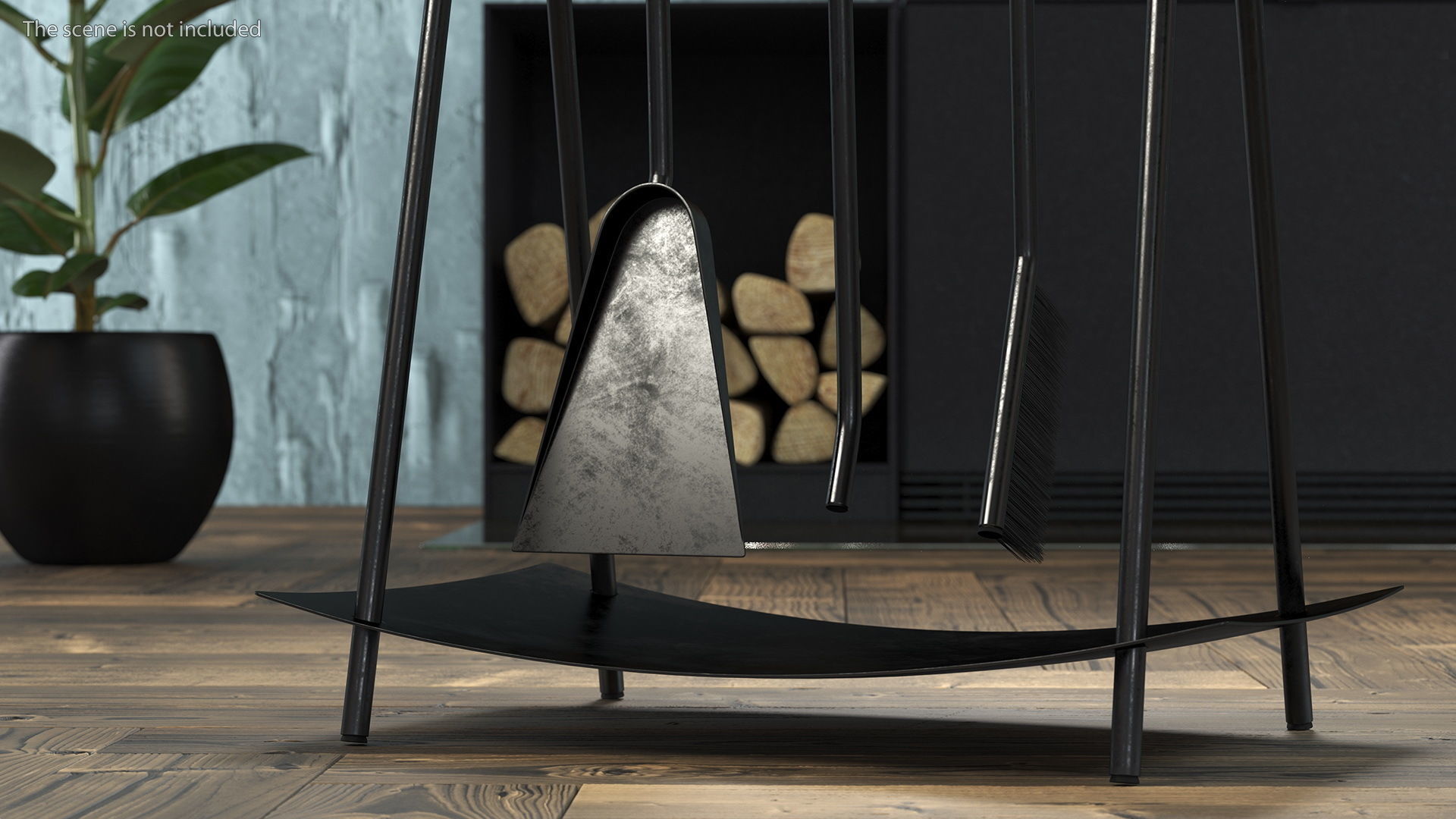 Port Fireplace Tools Black 3D model_2