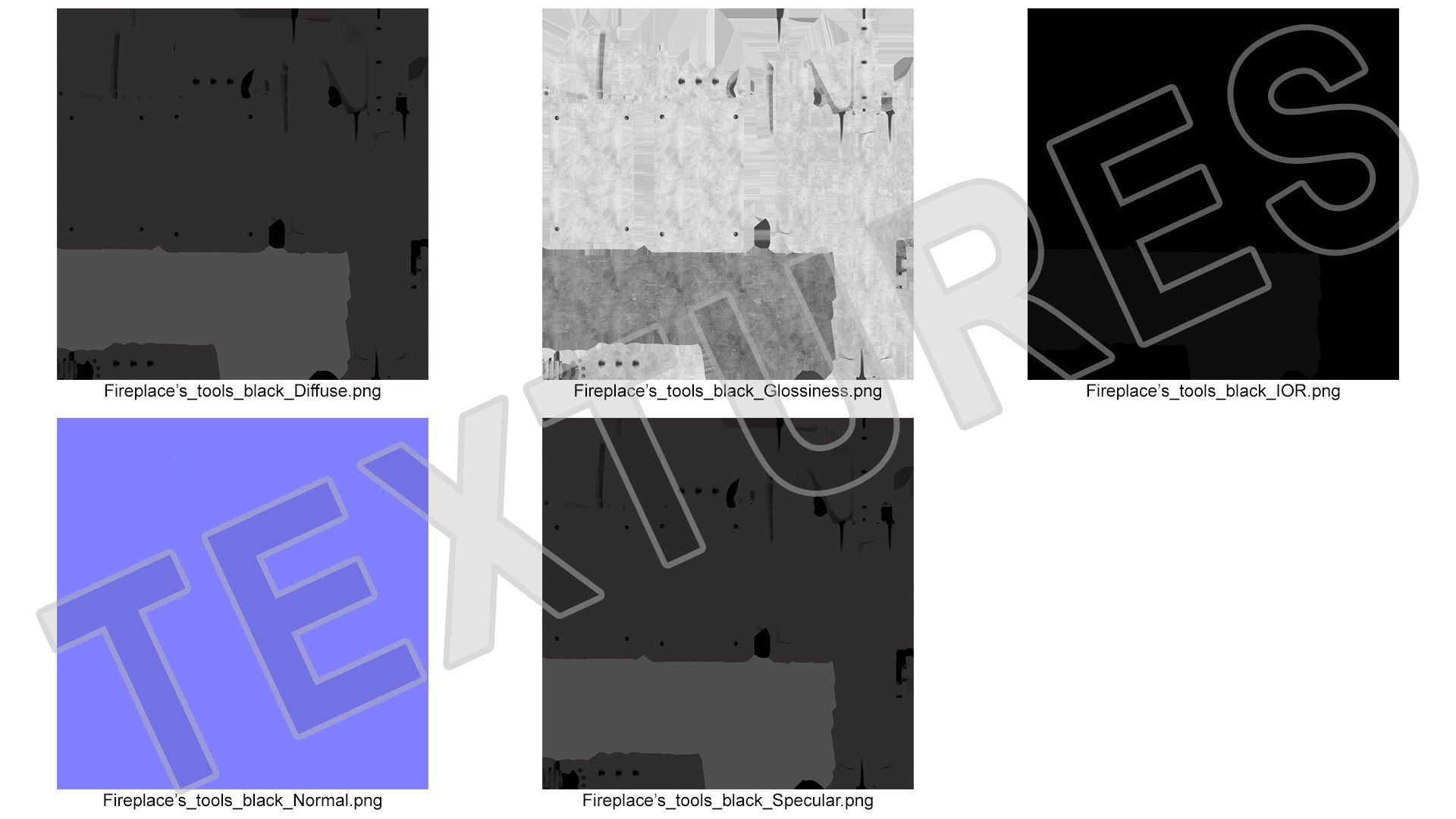 Port Fireplace Tools Black 3D model_18