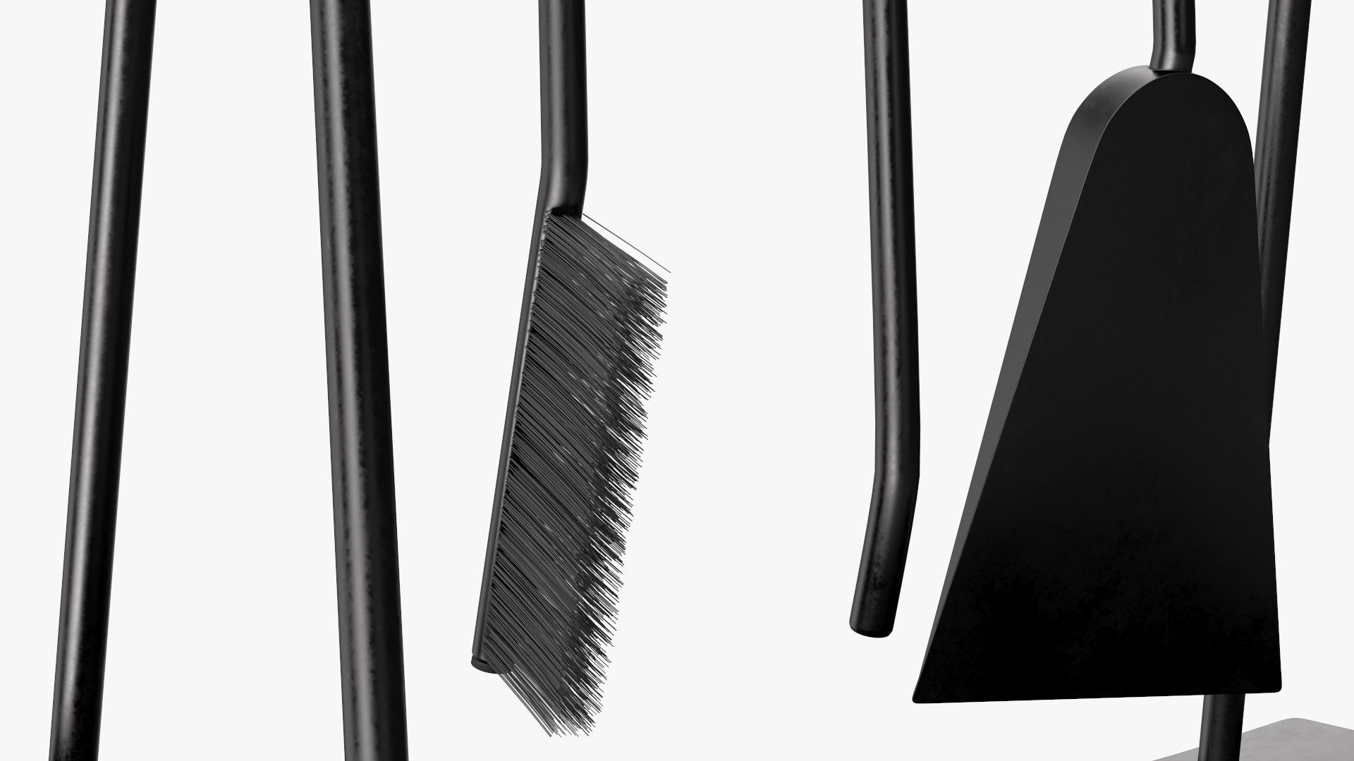 Port Fireplace Tools Black 3D model_10