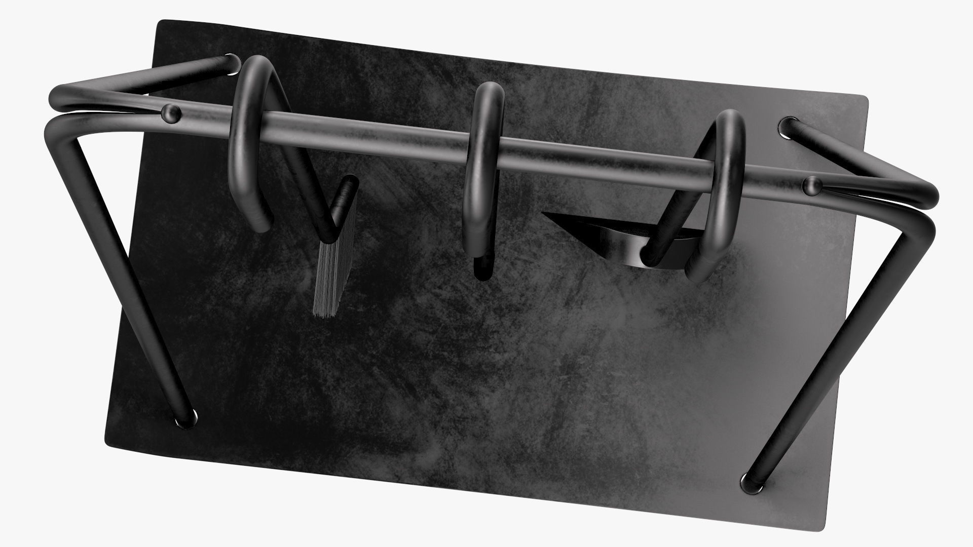 Port Fireplace Tools Black 3D model_7