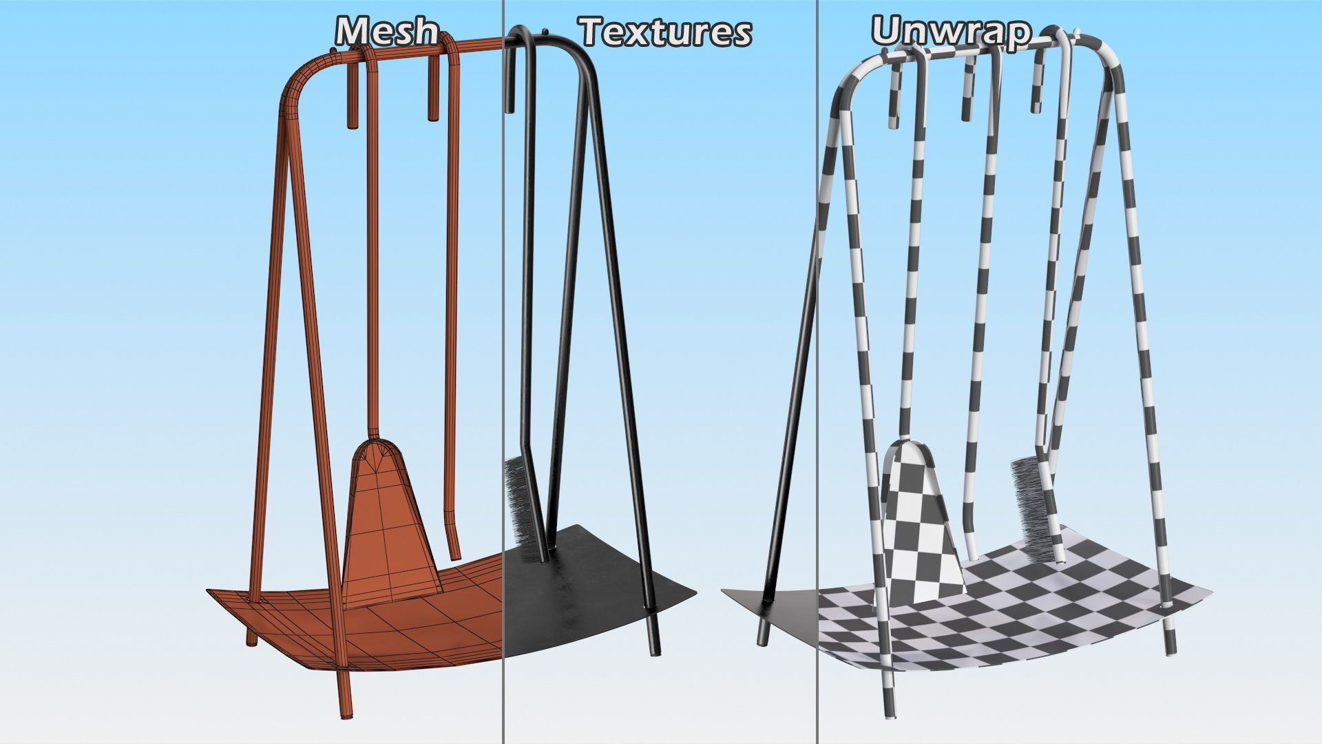 Port Fireplace Tools Black 3D model_14