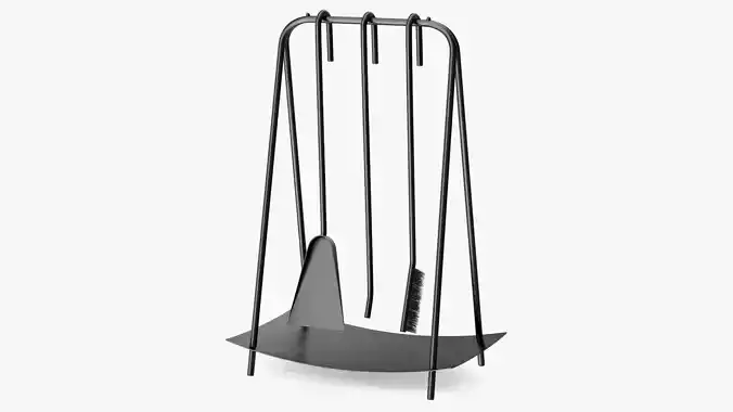 Port Fireplace Tools Black 3D model