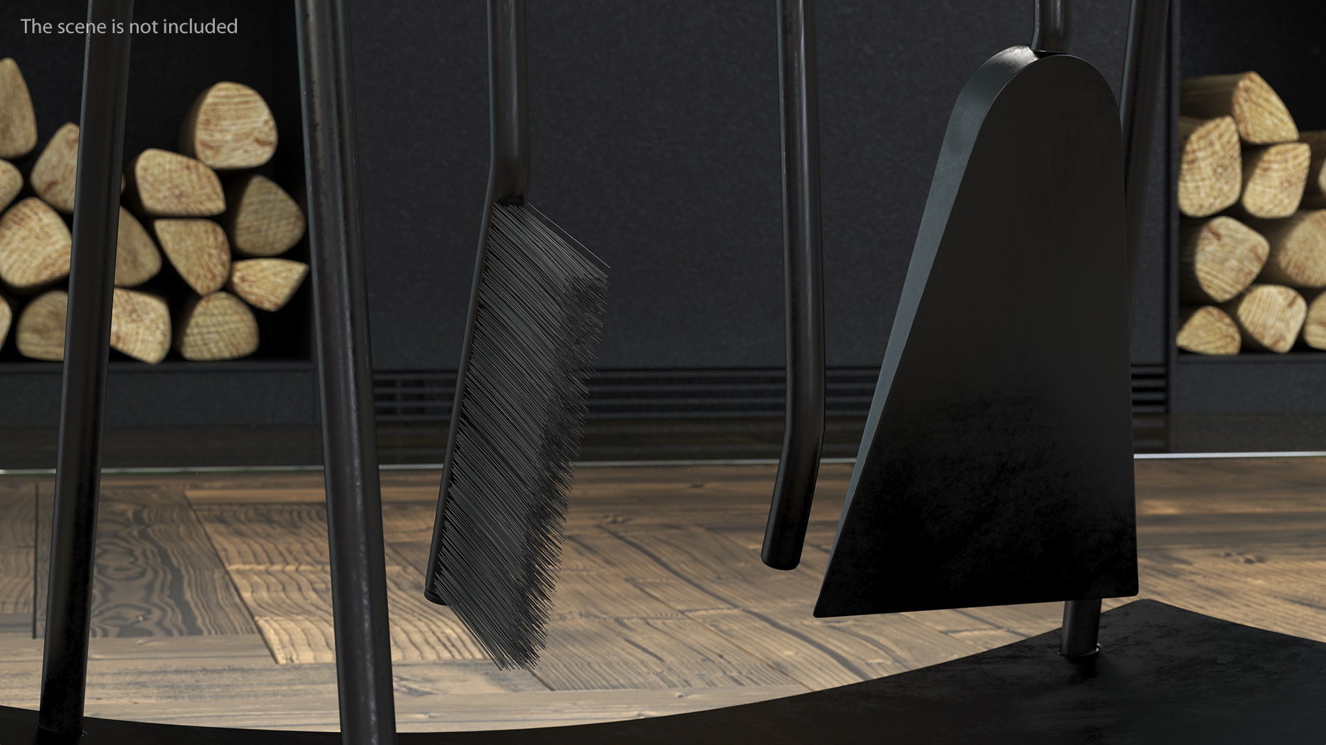 Port Fireplace Tools Black 3D model_4