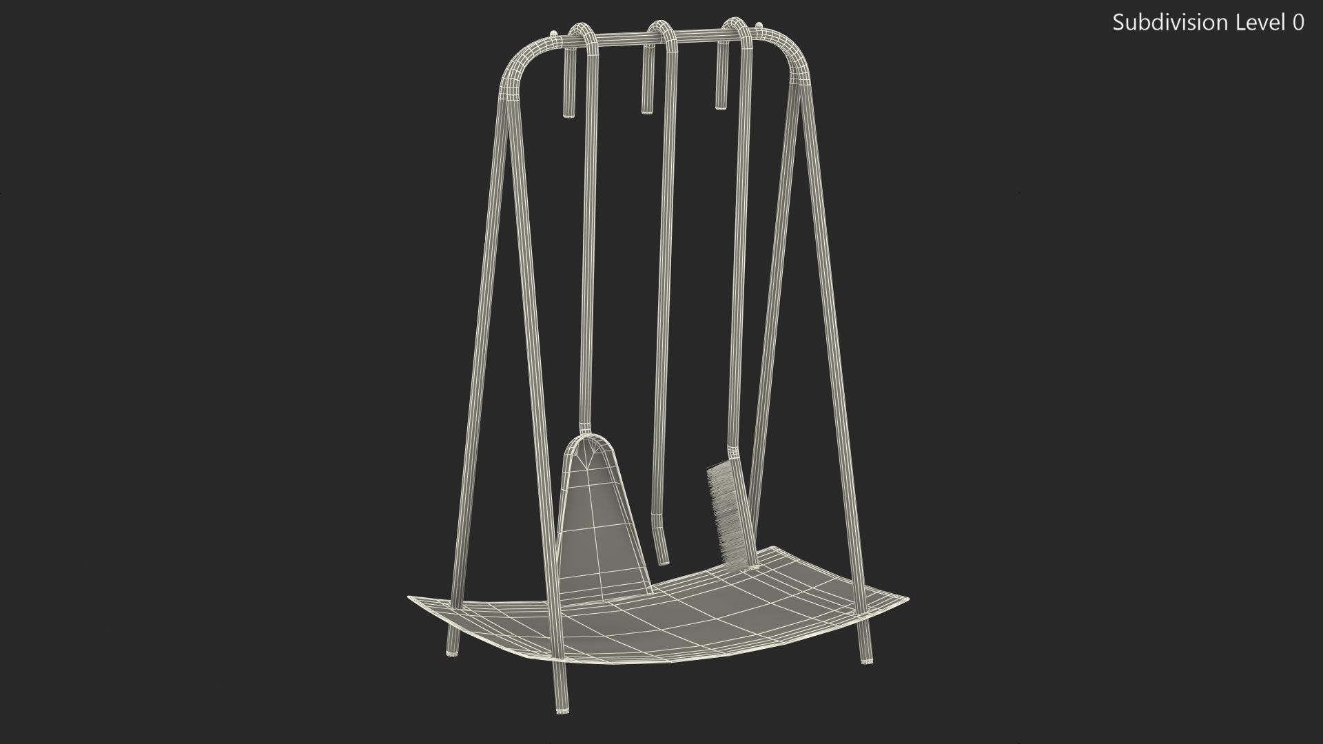 Port Fireplace Tools Black 3D model_15